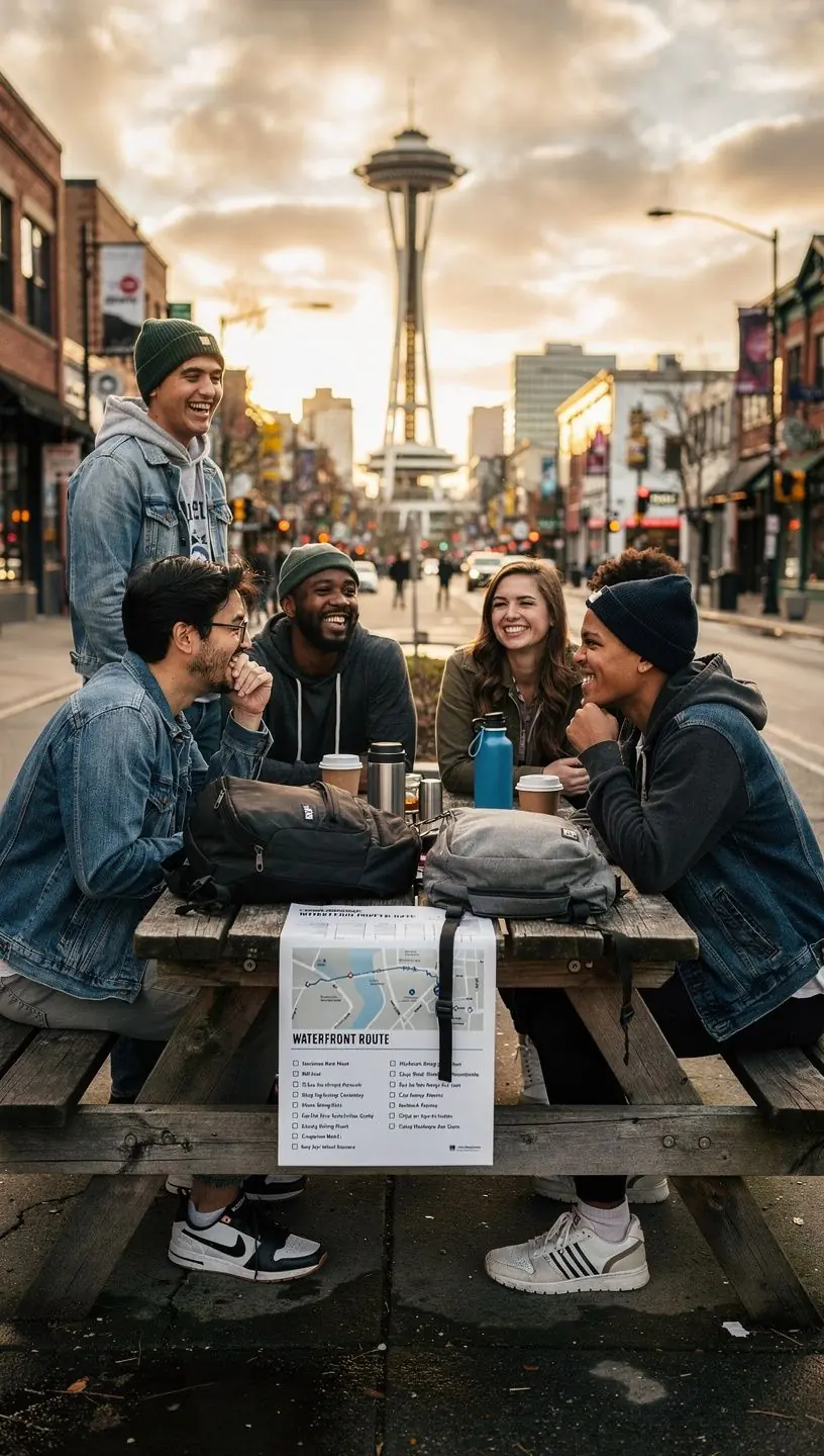 Семья, наслаждающаяся пикником на живописной остановке.